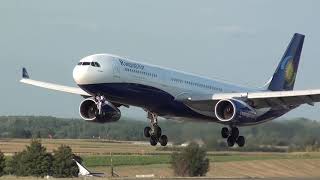 RwandAir Airbus 330300 9XRWP Landing Brussels BRU [upl. by Enimrac]