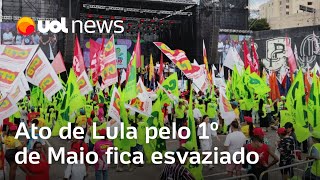 Ato de Lula pelo 1º de Maio fica esvaziado e com bandeiras de centrais sindicais em Itaquera [upl. by Tad]