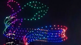 😱 Skylore  The Rainbow Serpent 🐍with 400 glittering drones  ♥️ Brisbane Festival 2024 [upl. by Lledrev]