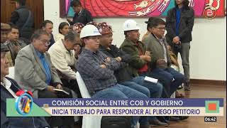 Comisión Social entre la COB y el Gobierno inicia trabajo para responder al pliego petitorio [upl. by Cointon797]