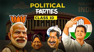 Political Parties class 10 full chapter Animation  Class 10 Civics Chapter 4 in One shot [upl. by Lesley]