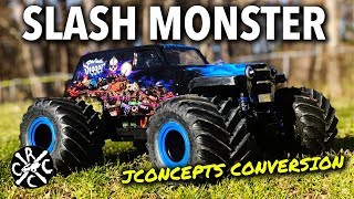 Traxxas Slash JConcepts Monster Truck Conversion First Run [upl. by Jenni991]