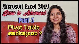 Excel 2019 Basic to Advanced in Malayalam Part 5 Pivot Table [upl. by Bubb]