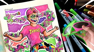 Making An EPIC Drawing for ROY PURDY   Copic Marker Illustration [upl. by Ecertak242]