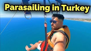 Turkey 🇹🇷 Parasailing at Lara Beach  Turkey 🇹🇷 Antalya  Granada Luxury Belek  Babar Khan [upl. by Gadmann]