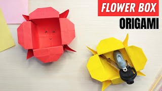 Make a Cute Flower Box Origami  Easy Tutorial [upl. by Eehsar947]