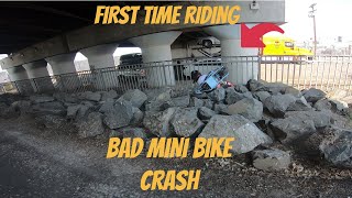 Little Kid Crash His Mini Bike On His First Ride Out Mini bike River bed Run [upl. by Perot]