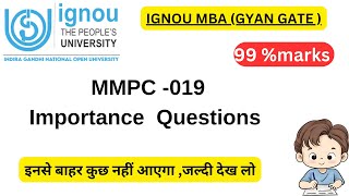 MMPC  19 MOST IMPORTANT QUESTION  IGNOU MBA GYAN GATE [upl. by Ahtivak]