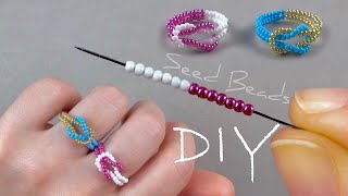 Love Knot Beaded Ring Easy Beaded Ring Tutorial PandaHallSelected [upl. by Matt]