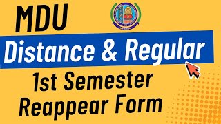 Mdu Distance 1st Semester Reappear Form  Mdu 1st Semester Reappear Form  Mdu dde reappear form [upl. by Avigdor635]