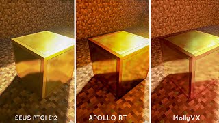 3 RAY TRACING SHADERS COMPARISON  MollyVX  SEUS PTGI E12  APOLLO RT  Minecraft Java Edition [upl. by Ajidahk250]