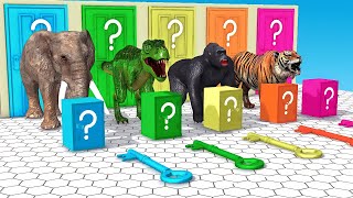 Guess The Right Key Challenge With Cow Gorilla Tiger Elephant Dinosaur Animal Crossing Fountain [upl. by Tull]