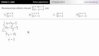 3 Układ równań matura poprawkowa z matematyki 2011 [upl. by Ravo164]