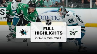 Sharks at Stars  October 15 2024  NHL Full Game Highlights [upl. by Pihc]