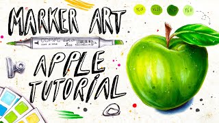 Copic Marker Tutorial for beginners  How to draw an apple with alcohol markers [upl. by Abihsat]