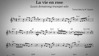 La vie en rose  Louis Armstrong solo transcription with backing track  Bb instruments [upl. by Cianca]