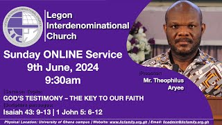 LIC Sunday Service  GOD’S TESTIMONY – THE KEY TO OUR FAITH  9th June 2024 [upl. by Refinnej]