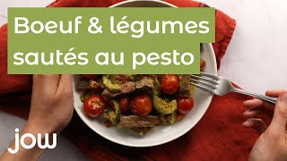 Recette du bœuf amp légumes sautés au pesto [upl. by Oiramrej]