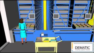 Dematic Automated Library System Simulation [upl. by Yalonda]