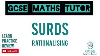 Surds Part 5 Rationalising the Denominator 1  10 Minute Maths Series  GCSE Maths Tutor [upl. by Akinod]