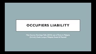 Topic 12 Occupiers Liability 20220603 0037 1 [upl. by Aisset]