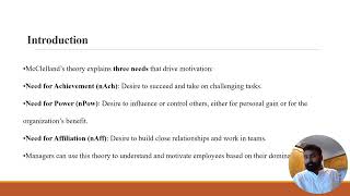 Presentation On McClellands Three Need Theory [upl. by Annairb]