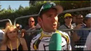 Cavendish finds out Renshaws disqualification Tour de France 2010 [upl. by Blatt633]