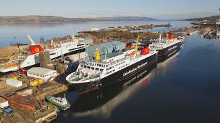 CalMac Ferries alongside at Greenock James Watt Dock 26th Feb 2023 [upl. by Ahsuatal677]