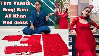 Tere Vaaste song Sara Ali Khan Red Sharara Dress Cutting and Stitching  How to Make Peplum kurti [upl. by Rakso]