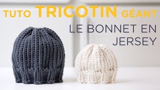 Tuto tricotin  le bonnet jersey bord côtes  Loom knit a beanie [upl. by Enrak]