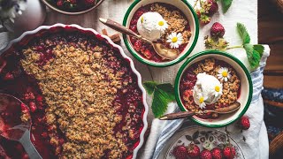 Strawberry Rhubarb Crumble Recipe [upl. by Attiuqal]