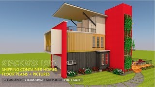 Shipping Container HOMES PLANS and MODULAR PREFAB Design Ideas  STACKBOX 1280 [upl. by Cal]