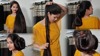 showing off my incredible knee length hair in different ways bun drop braids long hair model Namrata [upl. by Novi]