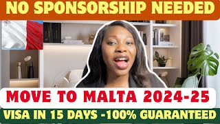 MALTA 🇲🇹 OPENS VISA SLOT FOR FOREIGNERS 202425  YOU DONT NEED A SPONSORSHIP Free To APPLY [upl. by Kirshbaum214]