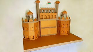 How to Make a Red Fort with Cardboard  Lal Kila from Cardboard Ganapati Decoration Using Cardboard [upl. by Naarah]