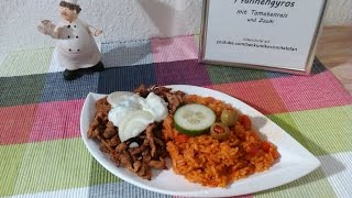 Gyros  Pfannengyros mit Tomatenreis und Zaziki  Rezept  Tutorial  HD [upl. by Nylde185]