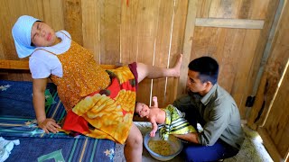 Pregnant woman gives birth at home and her husband delivers the baby  Phuongs family life [upl. by Nalehp]