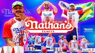 Competi no NATHANs HOTDOG EATING CONTEST 2024 O maior do MUNDO [upl. by Aiekam670]