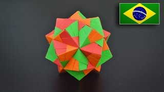 Origami Icosaedro Triangular Sonobe 30 peças  Instruções em Português BR [upl. by Kries254]