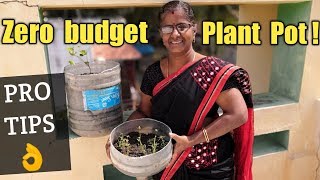 ZERO BUDGET PLANT POT செடி தொட்டி  in தமிழ்  gardening tips [upl. by Ellasal661]