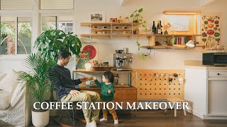 Home Cafe Complete Makeover｜MidCentury Modern Coffee Bar｜KidFriendly [upl. by Natanoj723]