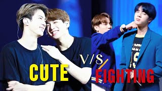 Jinkook cute VS FIGHTING Moments ♥️jinkoook moments try not to smile challenge 👀 [upl. by Reinaldo]