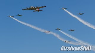 Mass Warbird Formations and Flyovers  EAA AirVenture Oshkosh 2017 [upl. by Chapa]