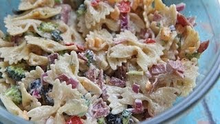 Creamy Bacon Cheddar Ranch Pasta Salad Recipe [upl. by Gretna]