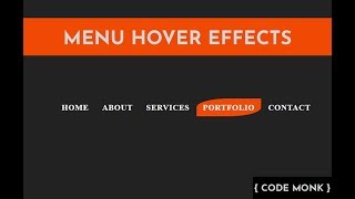 Menu Hover Effect  Navigation Hover Effects  HTML amp CSS [upl. by Yrred]