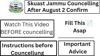 Skuast Councelling  Instructions For Counseling Jahangir Says [upl. by Addi]