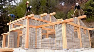 How to build a beautiful wooden house Amazing woodworkers teamwork [upl. by Highams]