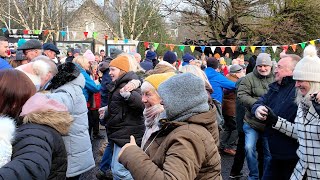 Gay Gordons Scottish country dance mass Ceilidh during Pitlochrys New Year 2024 Street Party [upl. by Enymzaj]