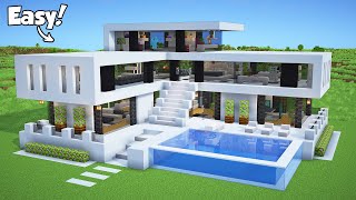 Minecraft How to Build a Modern House Tutorial Easy to follow 52  Interior in Description [upl. by Fong]