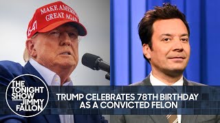 Trump Celebrates 78th Birthday as a Convicted Felon Biden and Trumps Rival Fundraisers in London [upl. by Arita202]